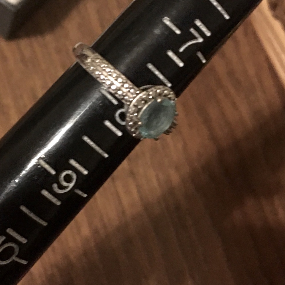 Aquamarine Sterling silver ring sz 8